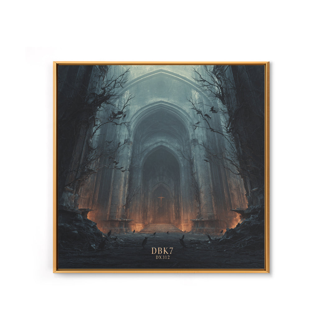 The Ghost Of The Witch Hunter, Square Wall Art, Haunted Gothic Art, Framed Canvas Print, Halloween Wall Decor, Gothic Home Decor