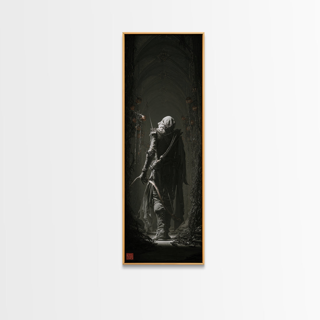 The Ghost Of The Witch Hunter, Tall Narrow Wall Art, Macabre Wall Art, Framed Canvas Print, Halloween Wall Decor, Gothic Home Decor