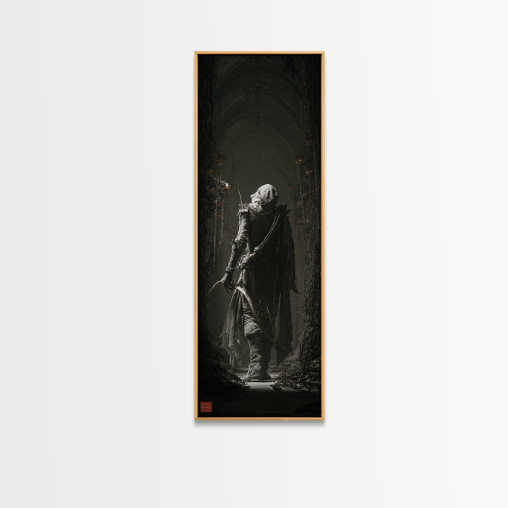 The Ghost Of The Witch Hunter, Tall Narrow Wall Art, Macabre Wall Art, Framed Canvas Print, Halloween Wall Decor, Gothic Home Decor