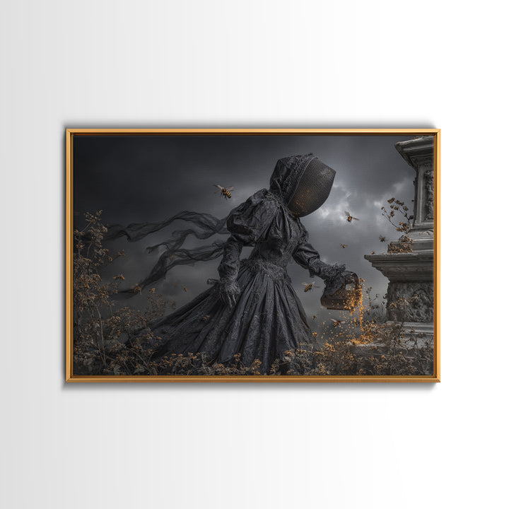 The Cemetery Beekeeper, Landscape Wall Art, Spooky Home Decor, Canvas Print, Halloween Wall Decor, Gothic Home Decor, Spooky Wall Decor