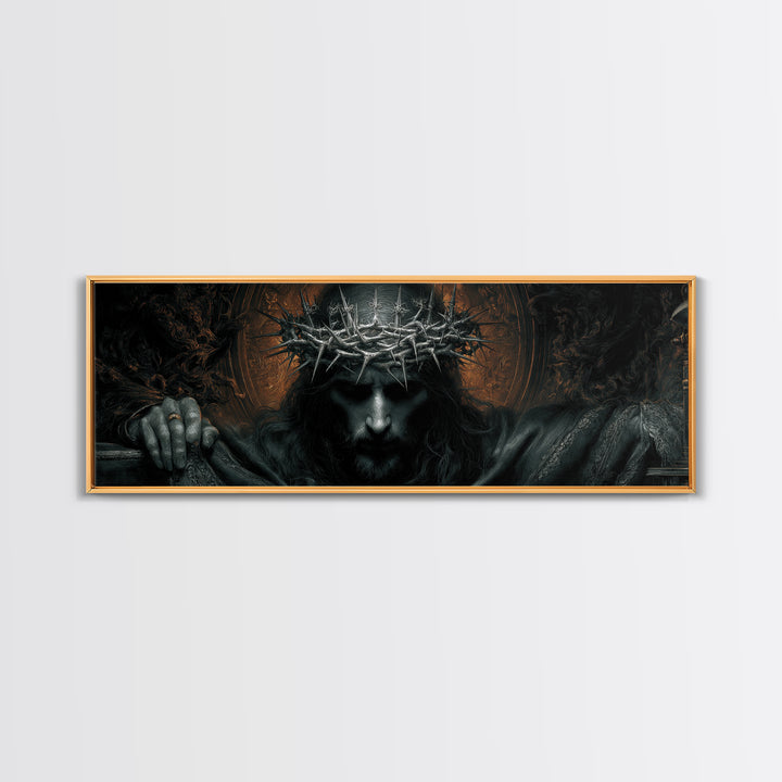 The Thorn-Crowned King, Extra Wide Wall Art, Dark Fantasy Wall Art, Canvas Print, Halloween Wall Decor, Gothic Home Decor