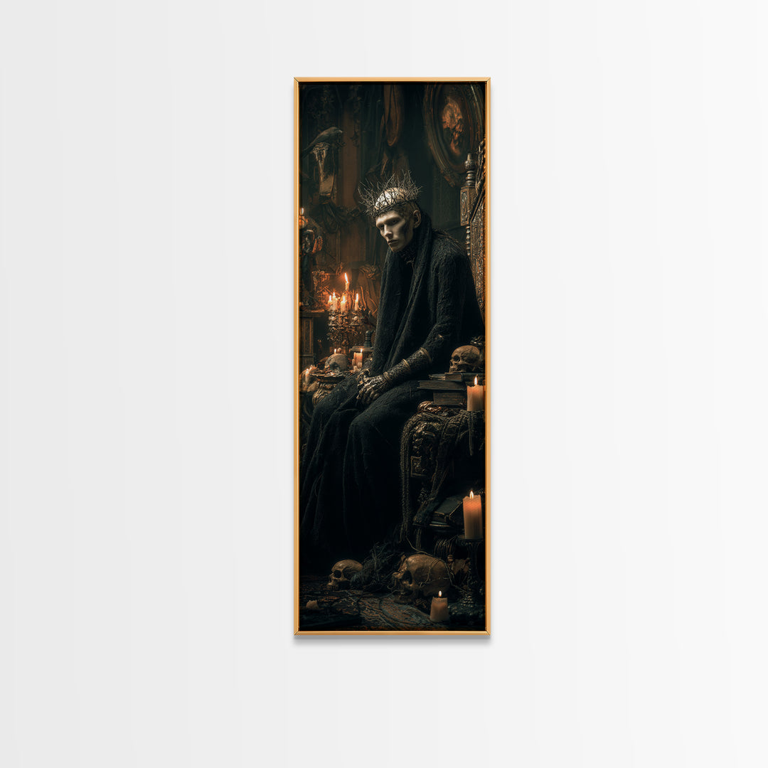The Thorn-Crowned King, Tall Narrow Wall Art, Dark Fantasy Wall Art, Canvas Print, Halloween Wall Decor, Gothic Home Decor