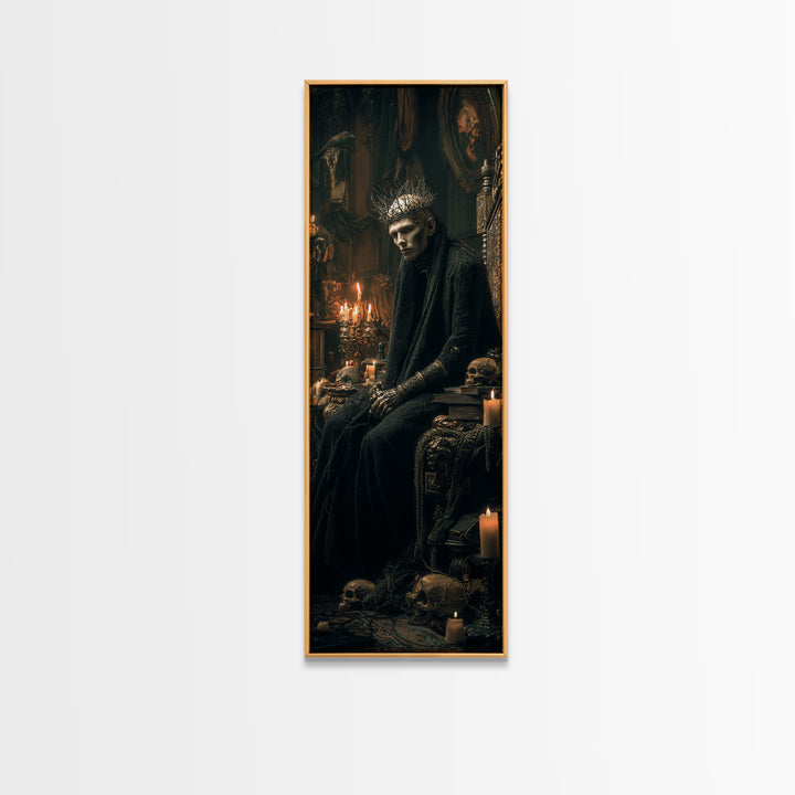 The Thorn-Crowned King, Tall Narrow Wall Art, Dark Fantasy Wall Art, Canvas Print, Halloween Wall Decor, Gothic Home Decor