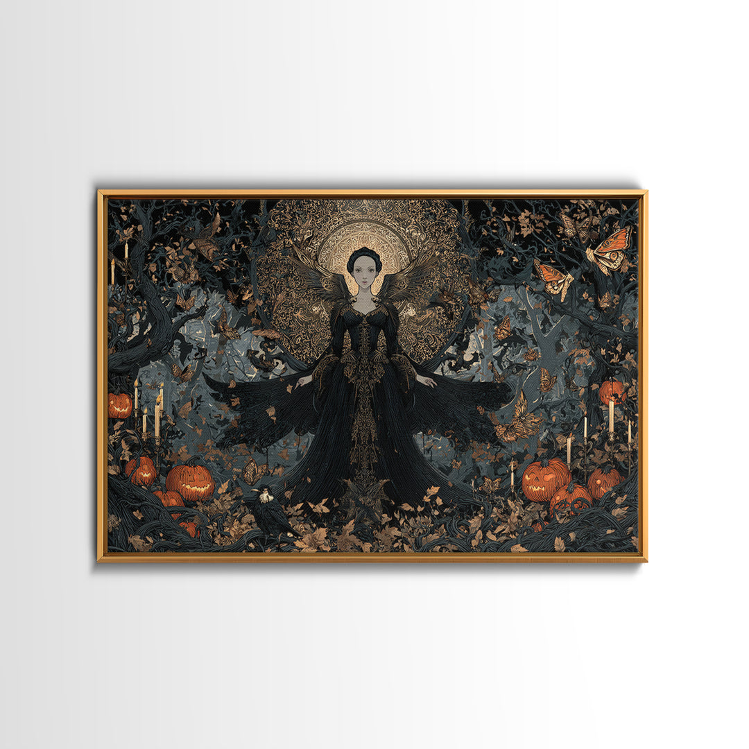 The Moth-Winged Empress, Landscape Wall Art, Gothic Horror Wall Art, Framed Canvas Print, Halloween Wall Decor, Gothic Home Decor