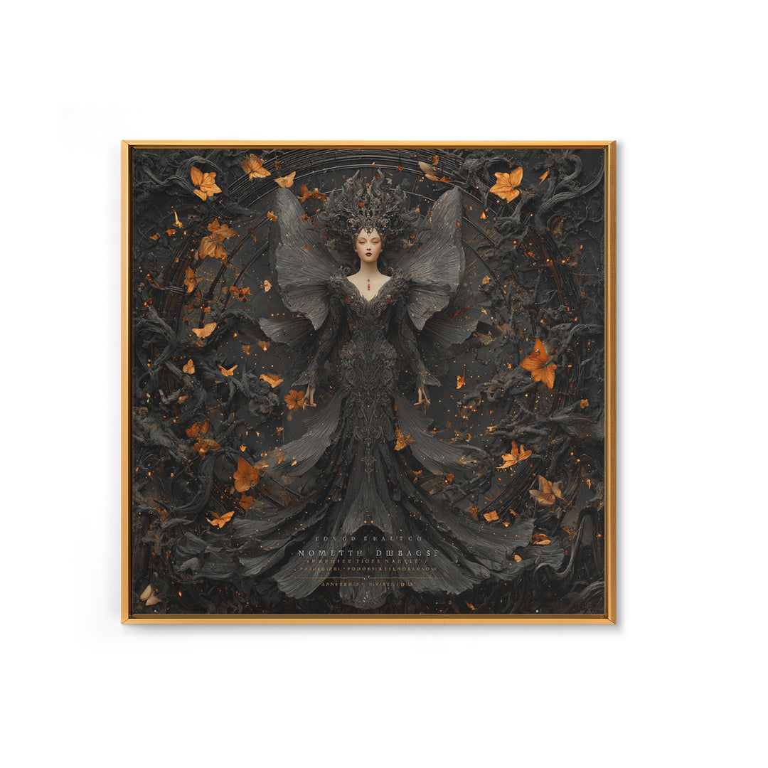 The Moth-Winged Empress, Square Wall Art, Dark Fantasy Wall Art, Canvas Print, Halloween Wall Decor, Gothic Home Decor, Statement Wall Art