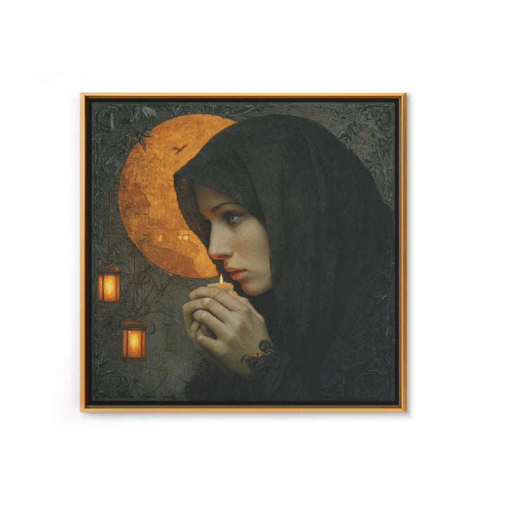 The Ash-Covered Oracle, Square Wall Art, Macabre Wall Art, Framed Canvas Print, Halloween Wall Decor, Gothic Home Decor, Seasonal Home Decor