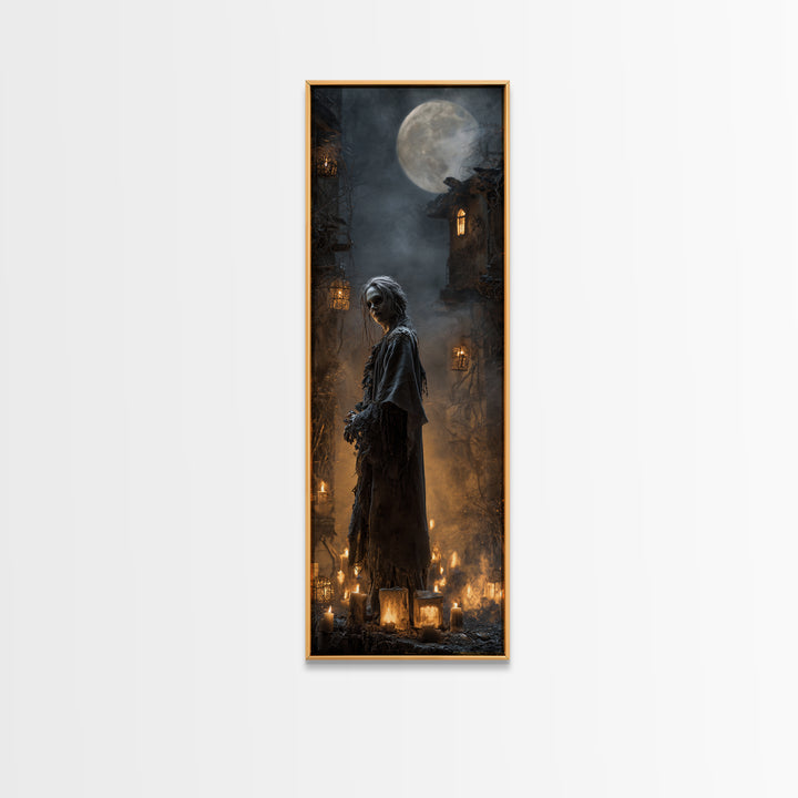 The Ash-Covered Oracle, Tall Narrow Wall Art, Macabre Wall Art, Framed Canvas Print, Halloween Wall Decor, Gothic Home Decor