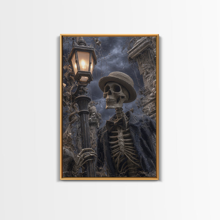 The Skeleton Barbershop Quartet, Vertical Wall Art, Spooky Home Decor, Canvas Print, Halloween Wall Decor, Gothic Home Decor