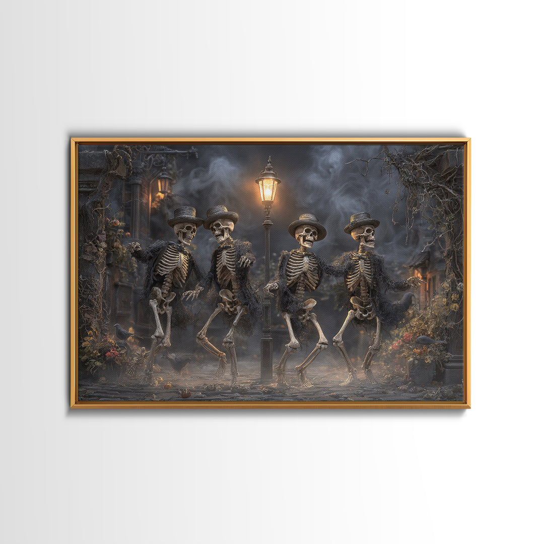 The Skeleton Barbershop Quartet, Landscape Wall Art, Dark Halloween Decor, Canvas Print, Halloween Wall Decor, Gothic Home Decor