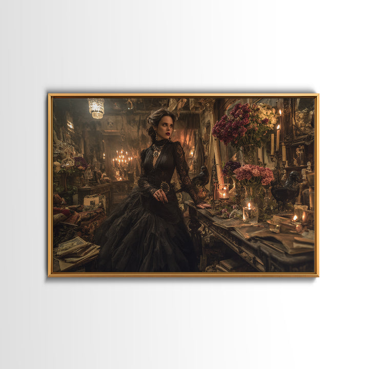The Vampire Florist, Landscape Wall Art, Dark Fantasy Wall Art, Canvas Print, Halloween Wall Decor, Gothic Home Decor