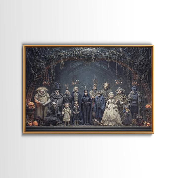 The Monster Family Portrait, Landscape Wall Art, Haunted Gothic Art, Framed Canvas Print, Halloween Wall Decor, Gothic Home Decor