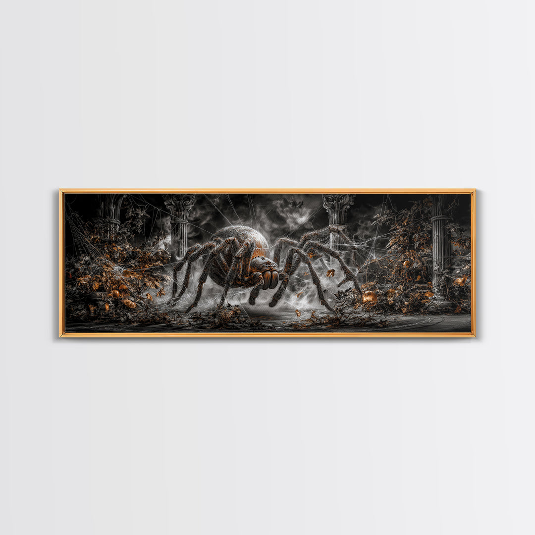 The Spider Sewing Circle, Extra Wide Wall Art, Dark Fantasy Wall Art, Canvas Print, Halloween Wall Decor, Gothic Home Decor