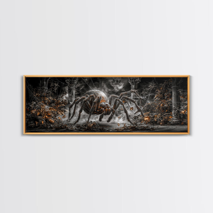 The Spider Sewing Circle, Extra Wide Wall Art, Dark Fantasy Wall Art, Canvas Print, Halloween Wall Decor, Gothic Home Decor