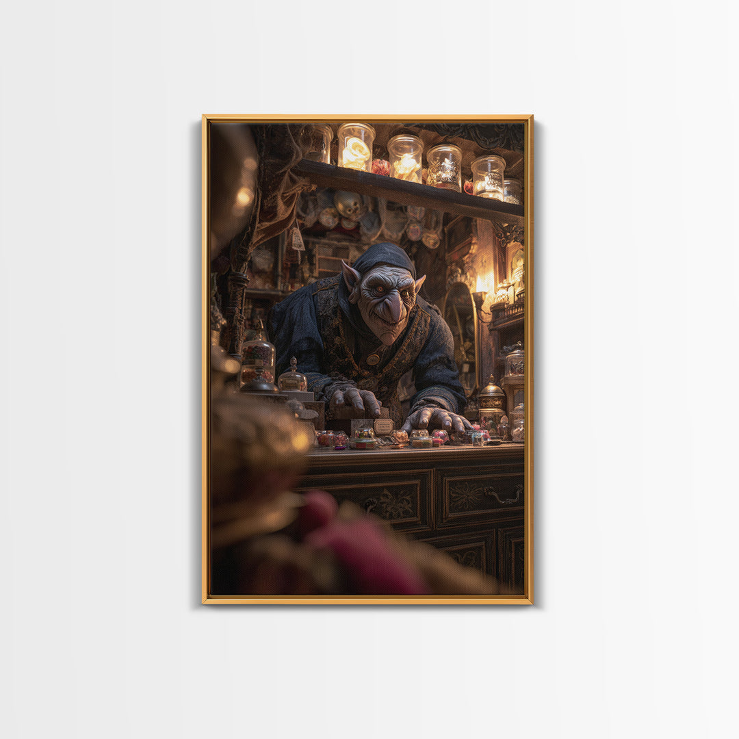 The Goblin Candy Shop, Vertical Wall Art, Dark Halloween Decor, Canvas Print, Halloween Wall Decor, Gothic Home Decor, Dark Fantasy Art