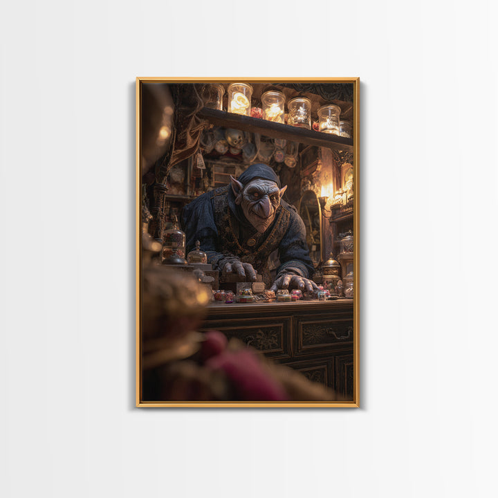The Goblin Candy Shop, Vertical Wall Art, Dark Halloween Decor, Canvas Print, Halloween Wall Decor, Gothic Home Decor, Dark Fantasy Art