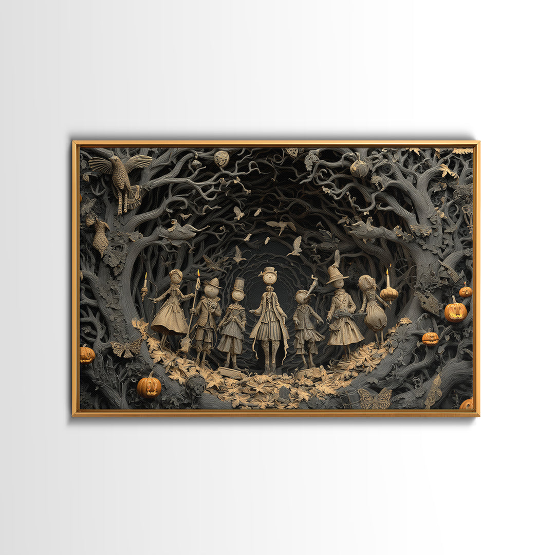 The Haunted Toy Parade, Landscape Wall Art, Gothic Horror Wall Art, Framed Canvas Print, Halloween Wall Decor, Gothic Home Decor