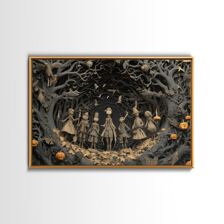 The Haunted Toy Parade, Landscape Wall Art, Gothic Horror Wall Art, Framed Canvas Print, Halloween Wall Decor, Gothic Home Decor
