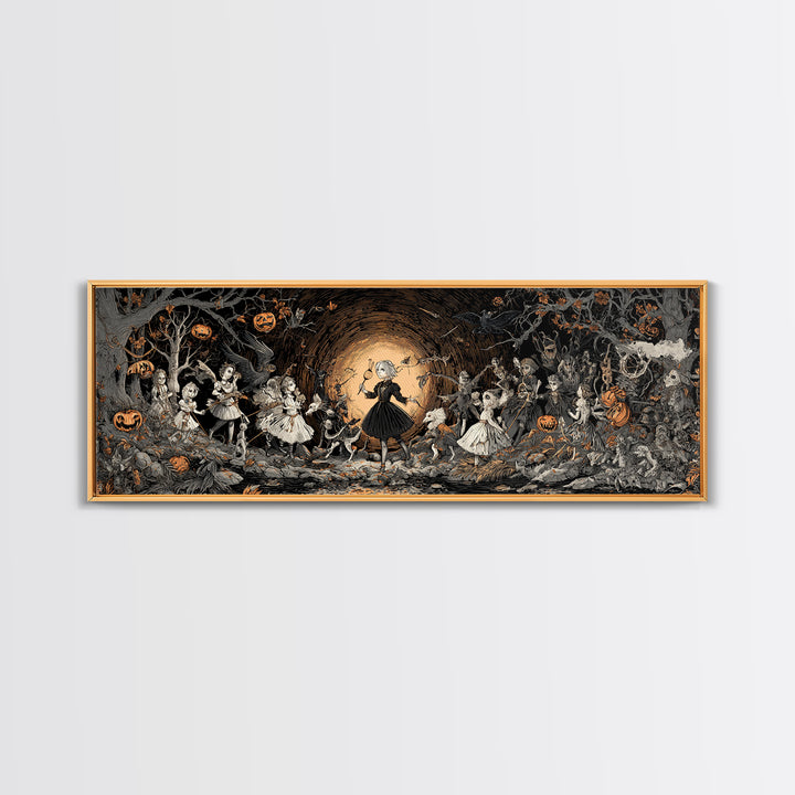 The Haunted Toy Parade, Extra Wide Wall Art, Haunted Gothic Art, Framed Canvas Print, Halloween Wall Decor, Gothic Home Decor