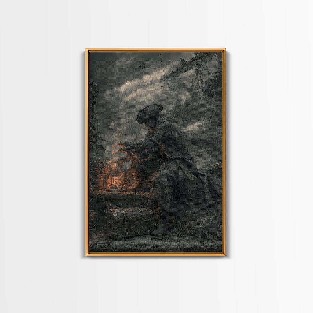 The Ghost Pirate Picnic, Vertical Wall Art, Dark Fantasy Wall Art, Canvas Print, Halloween Wall Decor, Gothic Home Decor, Horror Wall Art