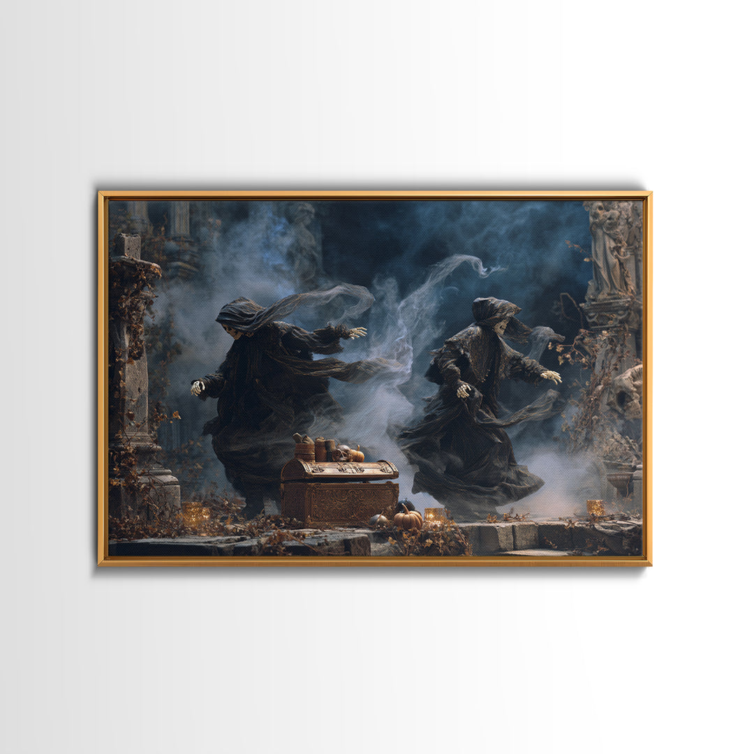 The Ghost Pirate Picnic, Landscape Wall Art, Haunted Gothic Art, Framed Canvas Print, Halloween Wall Decor, Gothic Home Decor