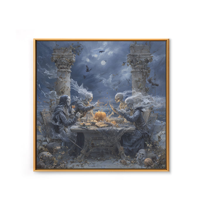 The Ghost Pirate Picnic, Square Wall Art, Dark Fantasy Wall Art, Canvas Print, Halloween Wall Decor, Gothic Home Decor, Spooky Wall Decor