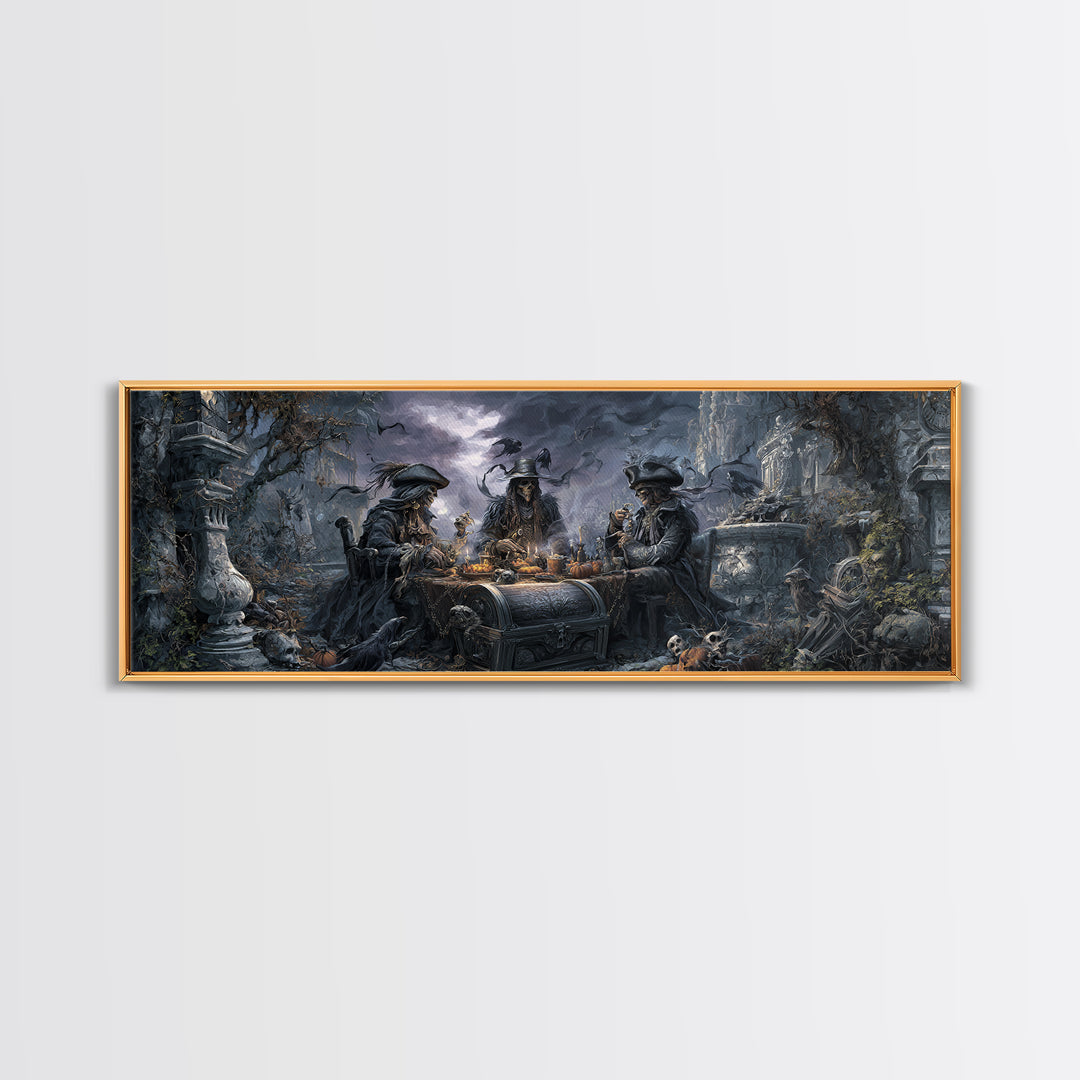 The Ghost Pirate Picnic, Extra Wide Wall Art, Haunted Gothic Art, Framed Canvas Print, Halloween Wall Decor, Gothic Home Decor