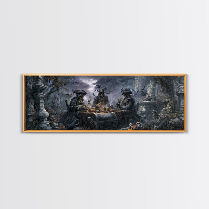 The Ghost Pirate Picnic, Extra Wide Wall Art, Haunted Gothic Art, Framed Canvas Print, Halloween Wall Decor, Gothic Home Decor