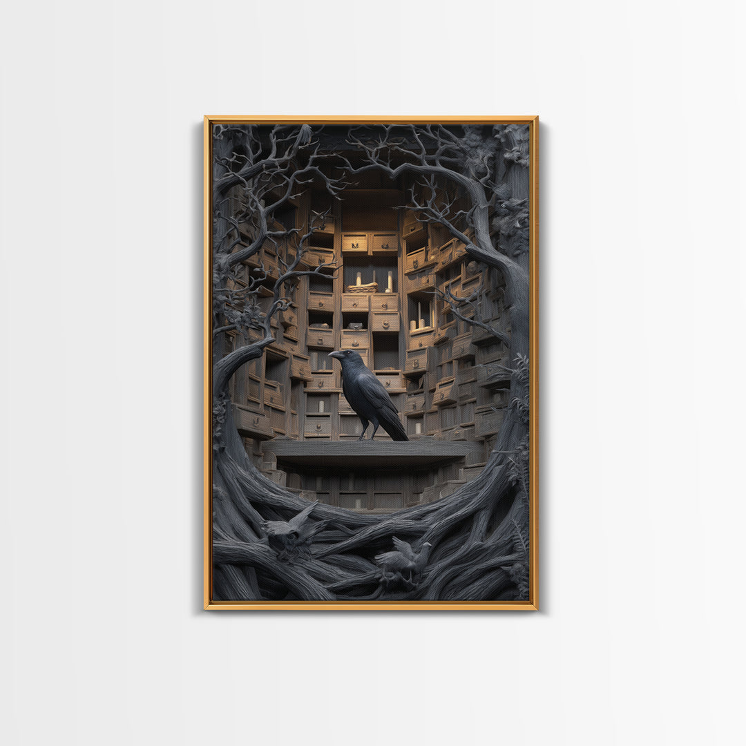 The Raven Post Office, Vertical Wall Art, Dark Halloween Decor, Canvas Print, Halloween Wall Decor, Gothic Home Decor, Halloween Wall Art