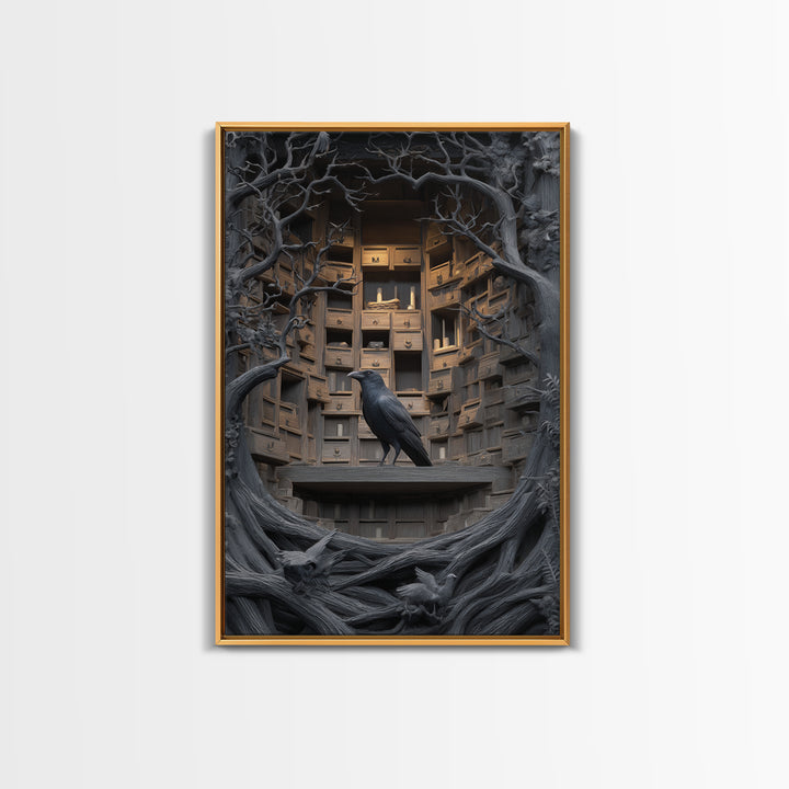 The Raven Post Office, Vertical Wall Art, Dark Halloween Decor, Canvas Print, Halloween Wall Decor, Gothic Home Decor, Halloween Wall Art