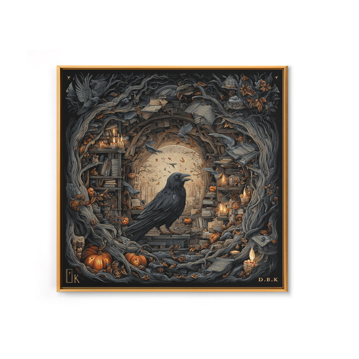 The Raven Post Office, Square Wall Art, Haunted Gothic Art, Framed Canvas Print, Halloween Wall Decor, Gothic Home Decor, Statement Wall Art