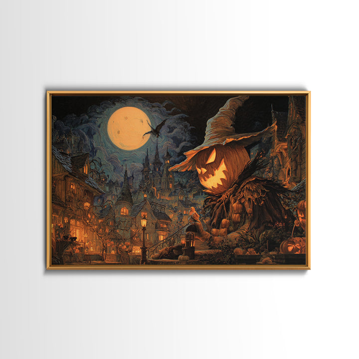 The Candy Corn Kingdom, Landscape Wall Art, Gothic Horror Wall Art, Framed Canvas Print, Halloween Wall Decor, Gothic Home Decor