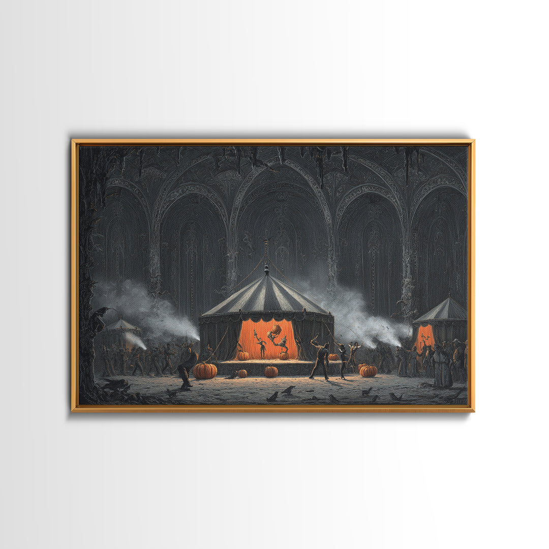 The Jack-O'-Lantern Circus, Landscape Wall Art, Spooky Home Decor, Canvas Print, Halloween Wall Decor, Gothic Home Decor