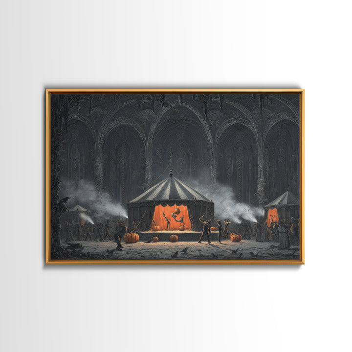 The Jack-O'-Lantern Circus, Landscape Wall Art, Spooky Home Decor, Canvas Print, Halloween Wall Decor, Gothic Home Decor