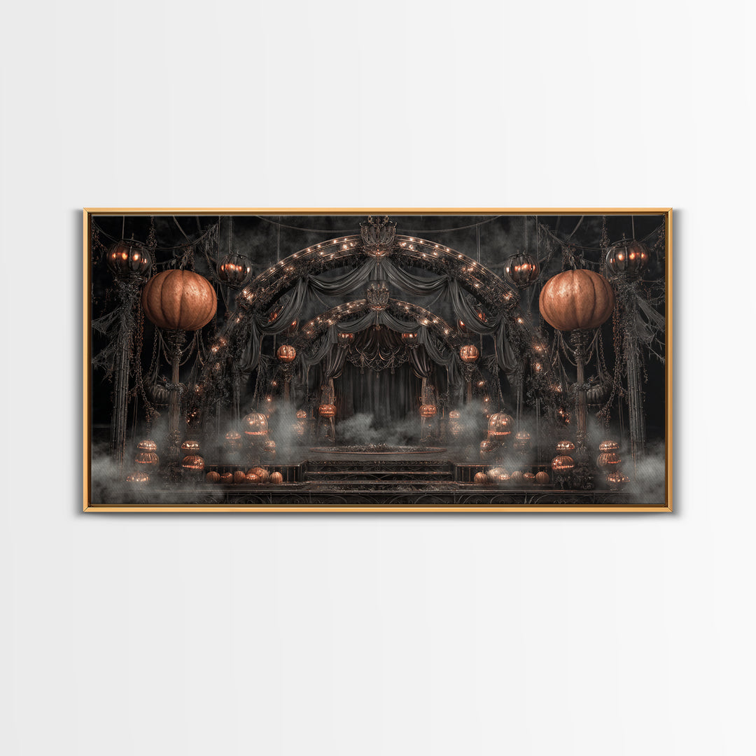 The Jack-O'-Lantern Circus, Wide Panoramic Art, Spooky Home Decor, Canvas Print, Halloween Wall Decor, Gothic Home Decor, Macabre Wall Art