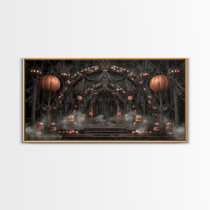 The Jack-O'-Lantern Circus, Wide Panoramic Art, Spooky Home Decor, Canvas Print, Halloween Wall Decor, Gothic Home Decor, Macabre Wall Art