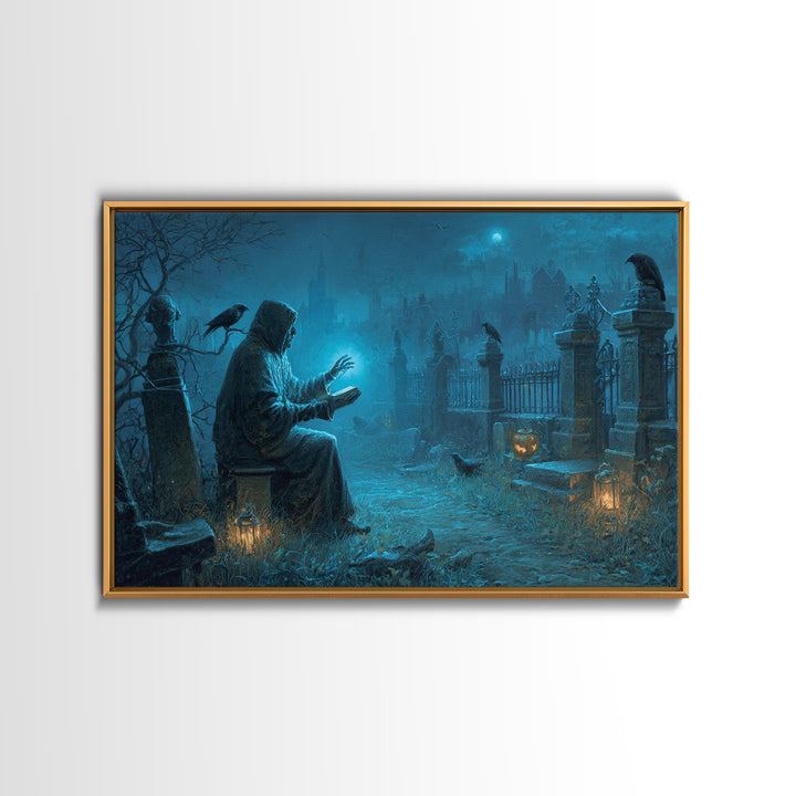 The Graveyard Book Club, Landscape Wall Art, Dark Halloween Decor, Canvas Print, Halloween Wall Decor, Gothic Home Decor, Macabre Wall Art