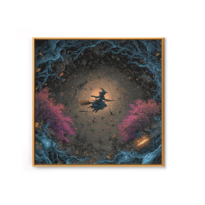 The Cyberpunk Witch, Square Wall Art, Gothic Horror Wall Art, Framed Canvas Print, Halloween Wall Decor, Gothic Home Decor