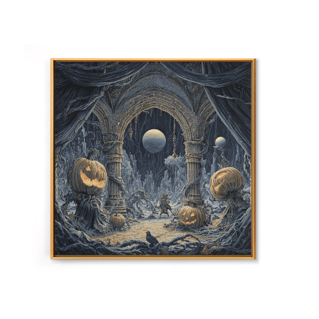 The Alien Pumpkin Patch, Square Wall Art, Dark Halloween Decor, Canvas Print, Halloween Wall Decor, Gothic Home Decor, Horror Wall Art