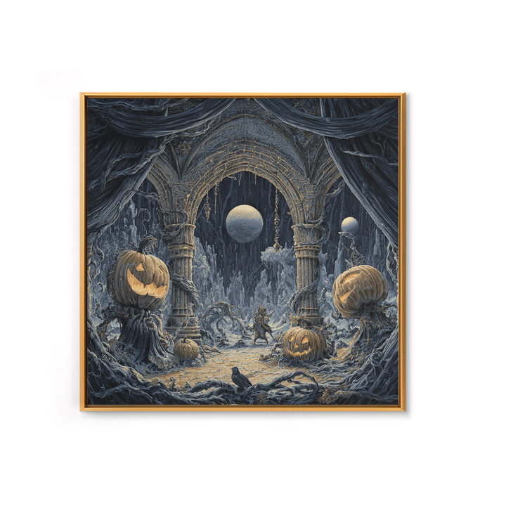 The Alien Pumpkin Patch, Square Wall Art, Dark Halloween Decor, Canvas Print, Halloween Wall Decor, Gothic Home Decor, Horror Wall Art