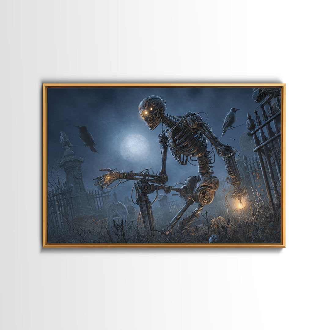 The Biomechanical Skeleton, Landscape Wall Art, Spooky Home Decor, Canvas Print, Halloween Wall Decor, Gothic Home Decor, Spooky Wall Decor