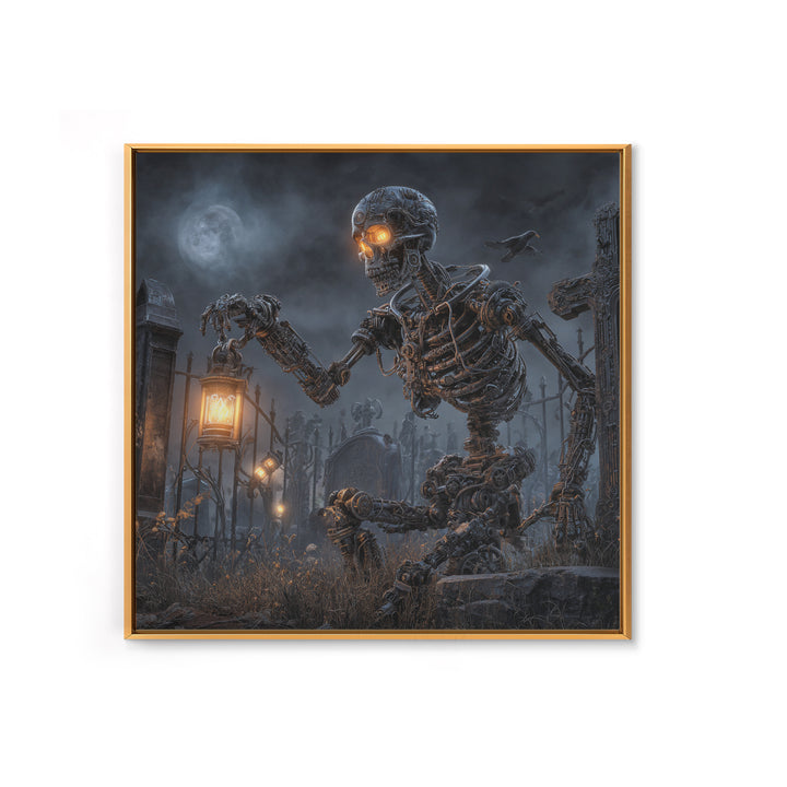 The Biomechanical Skeleton, Square Wall Art, Dark Fantasy Wall Art, Canvas Print, Halloween Wall Decor, Gothic Home Decor, Dark Fantasy Art