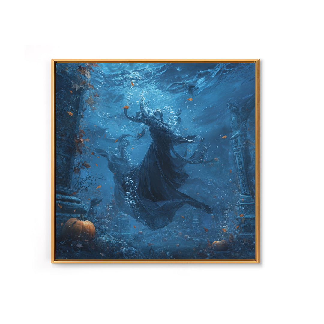 The Underwater Graveyard, Square Wall Art, Dark Halloween Decor, Canvas Print, Halloween Wall Decor, Gothic Home Decor, Halloween Wall Art