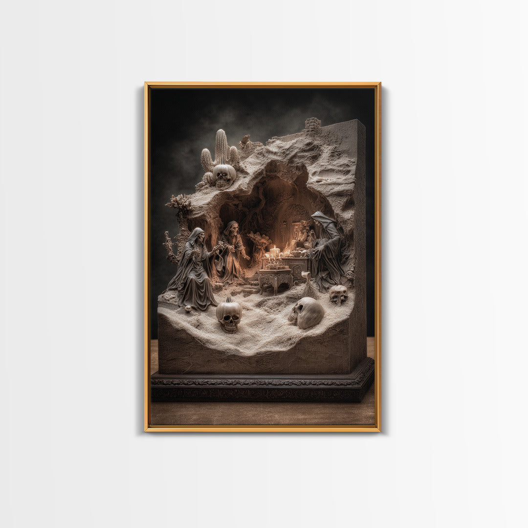 Desert Halloween, Vertical Wall Art, Spooky Home Decor, Canvas Print, Halloween Wall Decor, Gothic Home Decor, Statement Wall Art