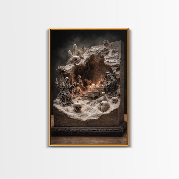 Desert Halloween, Vertical Wall Art, Spooky Home Decor, Canvas Print, Halloween Wall Decor, Gothic Home Decor, Statement Wall Art