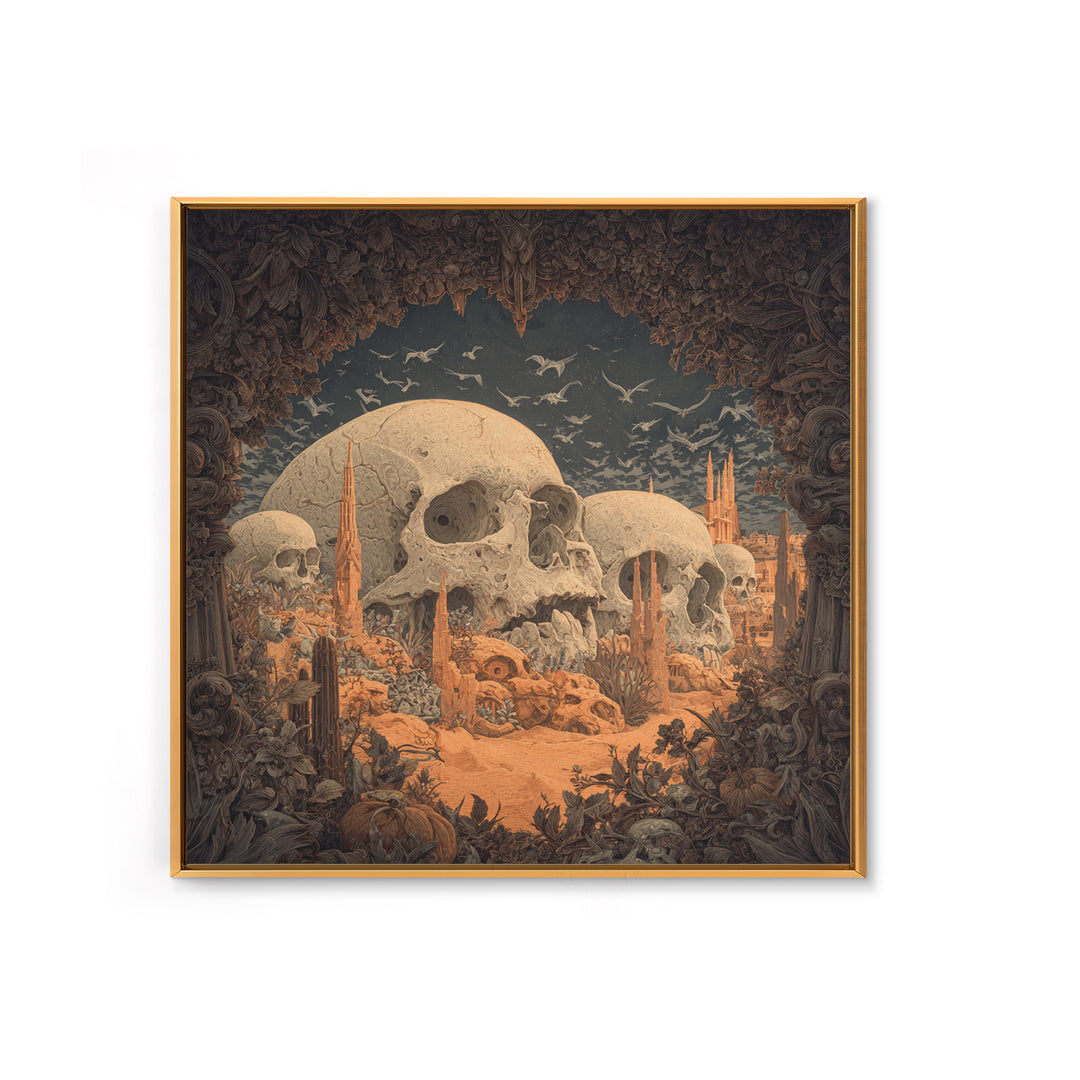 Desert Halloween, Square Wall Art, Spooky Home Decor, Canvas Print, Halloween Wall Decor, Gothic Home Decor, Spooky Wall Decor