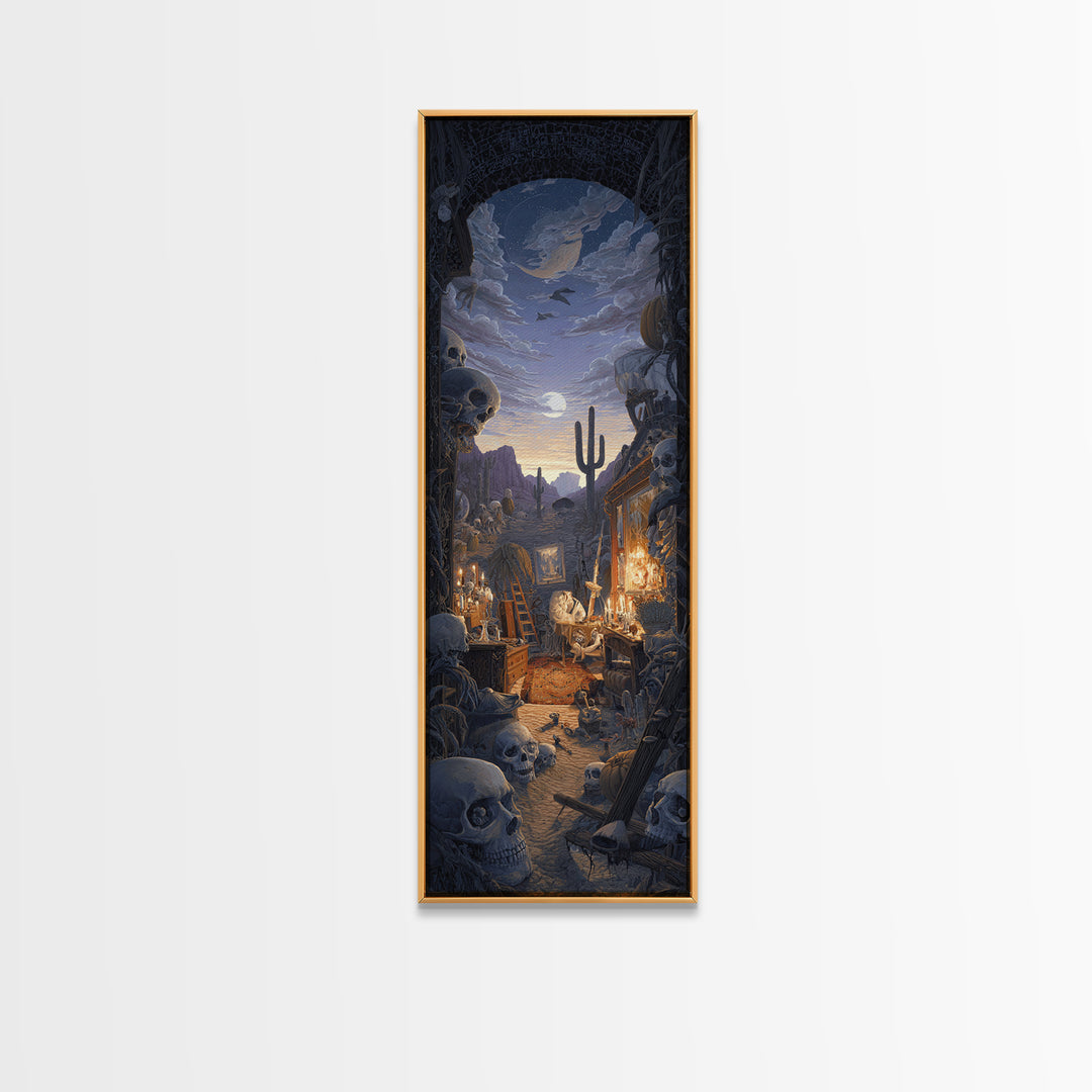 Desert Halloween, Tall Narrow Wall Art, Dark Fantasy Wall Art, Canvas Print, Halloween Wall Decor, Gothic Home Decor, Spooky Wall Decor