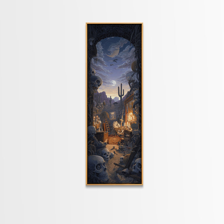 Desert Halloween, Tall Narrow Wall Art, Dark Fantasy Wall Art, Canvas Print, Halloween Wall Decor, Gothic Home Decor, Spooky Wall Decor
