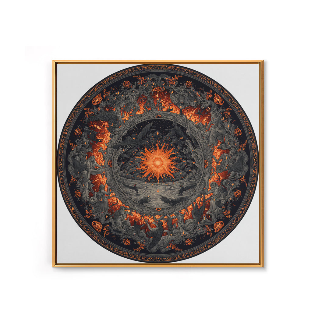 The Volcanic Demon Festival, Square Wall Art, Gothic Horror Wall Art, Framed Canvas Print, Halloween Wall Decor, Gothic Home Decor