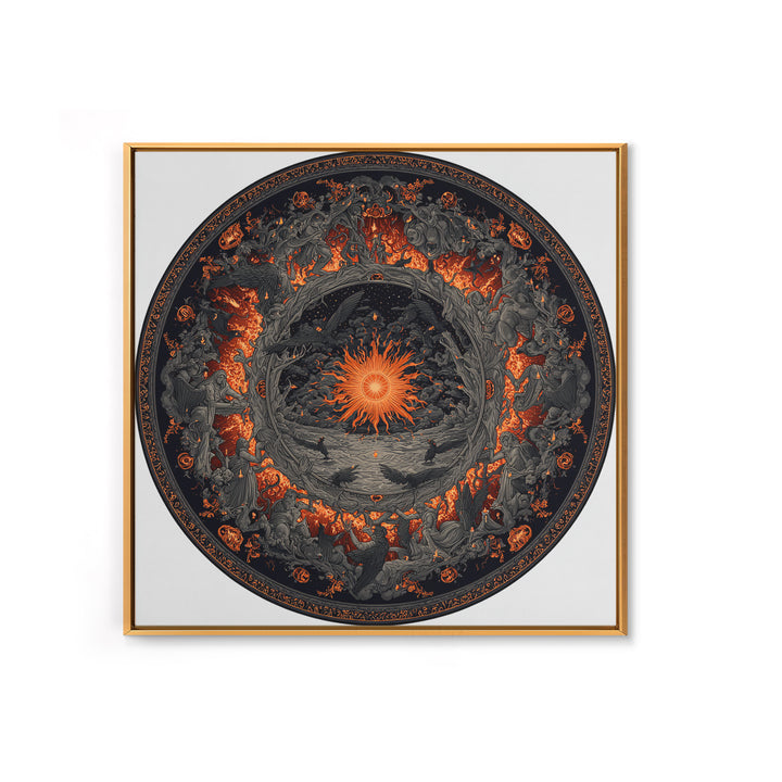 The Volcanic Demon Festival, Square Wall Art, Gothic Horror Wall Art, Framed Canvas Print, Halloween Wall Decor, Gothic Home Decor