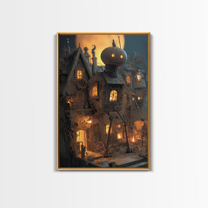The Clockwork Haunted House, Vertical Wall Art, Spooky Home Decor, Canvas Print, Halloween Wall Decor, Gothic Home Decor, Halloween Decor